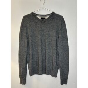 Attitude Mens Gray 100% Merino Wool V-Neck Sweater‎ Size Large Machine Washable